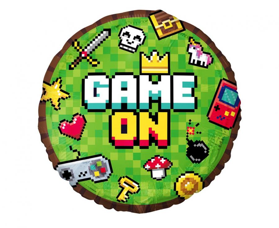 Folieballon Game On Pixel 46 cm