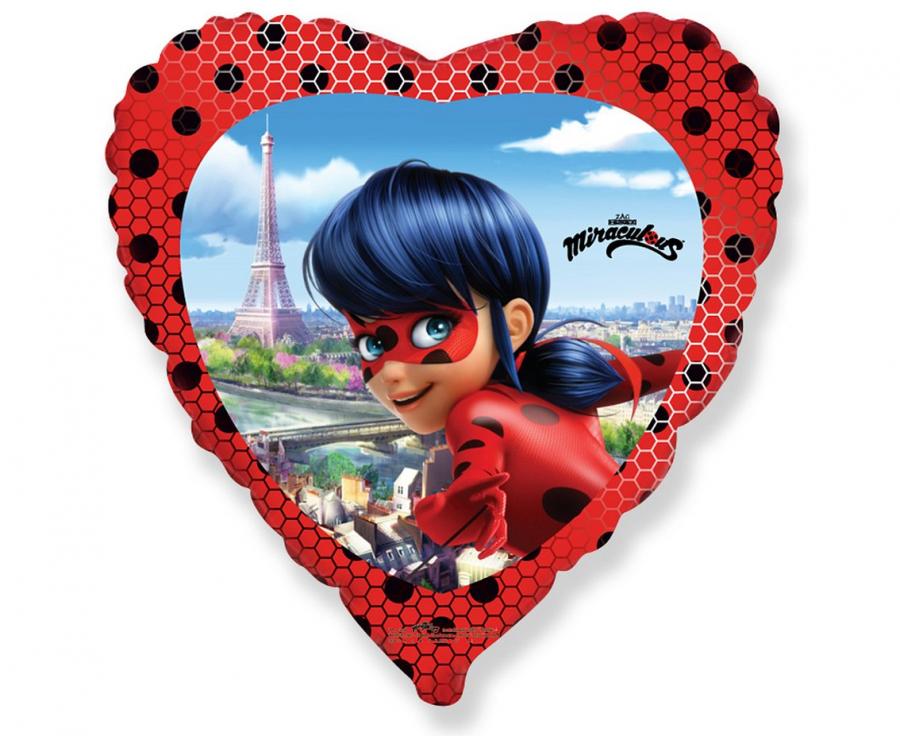 Folieballon Hart Miraculous Ladybug 46 cm