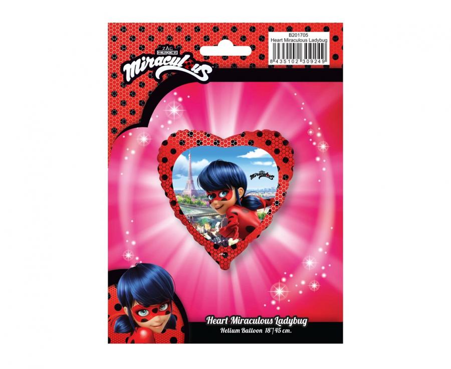 Folieballon Hart Miraculous Ladybug 46 cm