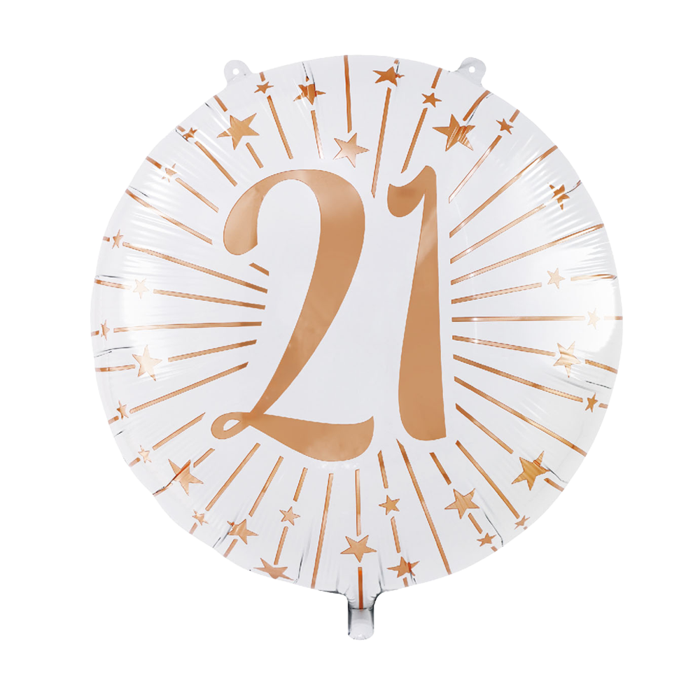 Folieballon 21 jaar wit roségoud 71 cm