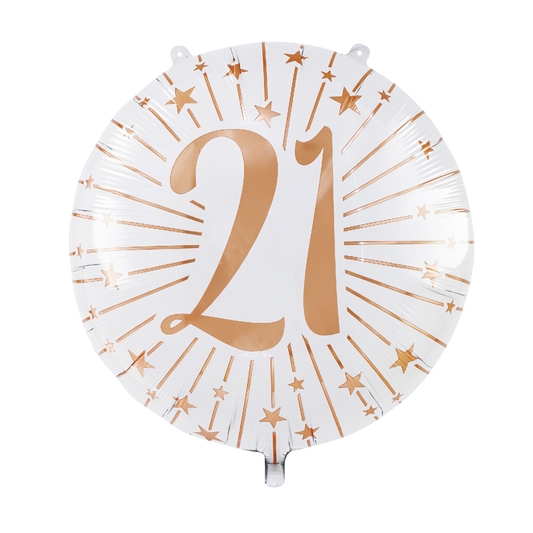 Folieballon 21 jaar wit roségoud 71 cm
