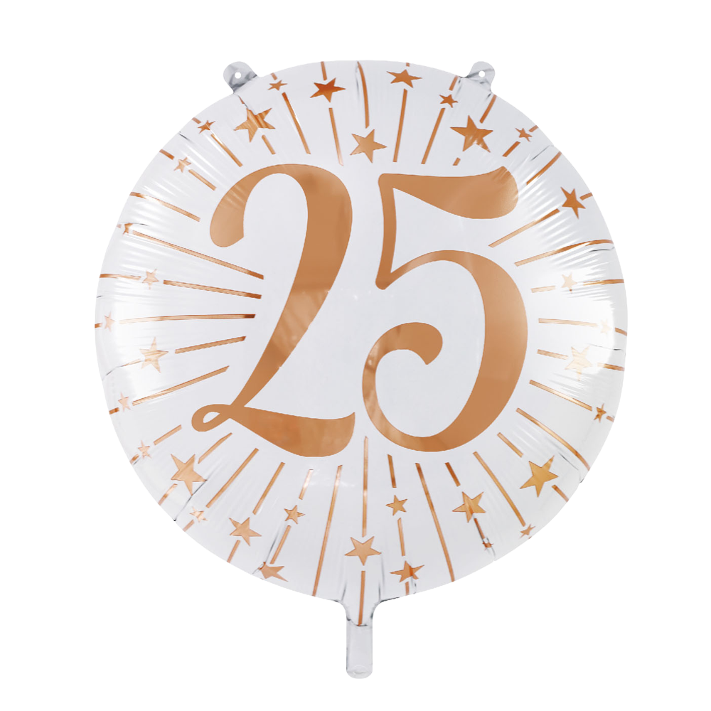 Folieballon 25 jaar wit roségoud 71 cm