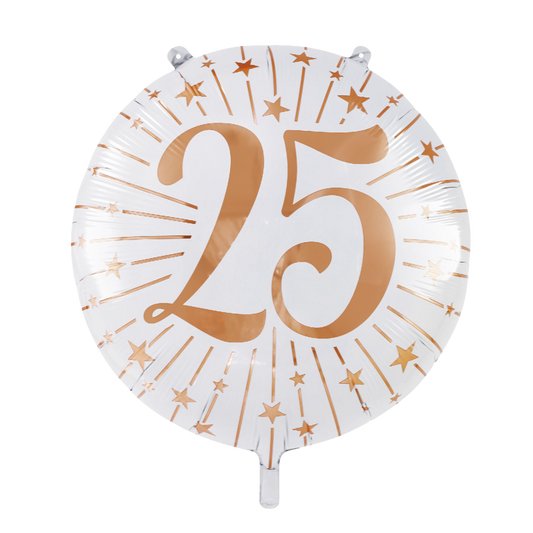 Folieballon 25 jaar wit roségoud 71 cm