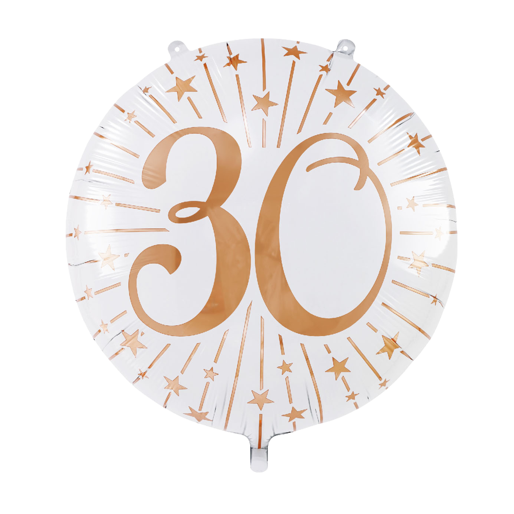 Folieballon 30 jaar wit roségoud 71 cm