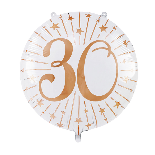 Folieballon 30 jaar wit roségoud 71 cm
