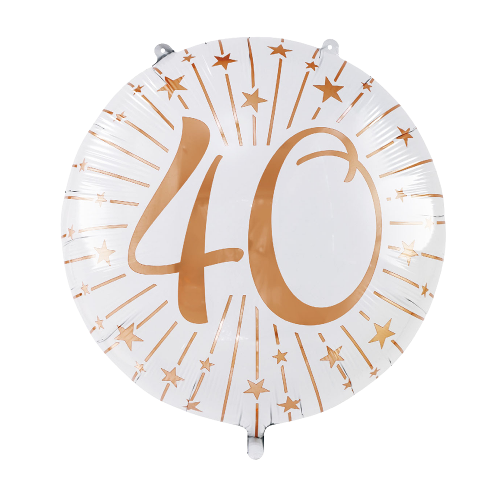Folieballon 40 jaar wit roségoud 71 cm