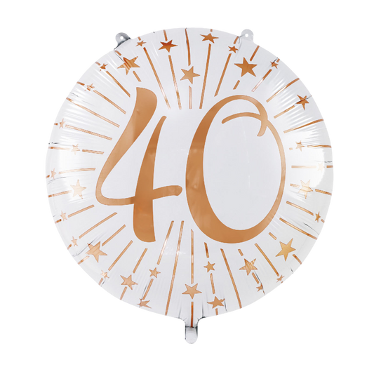 Folieballon 40 jaar wit roségoud 71 cm