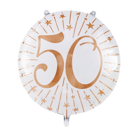 Folieballon 50 jaar wit roségoud 71 cm