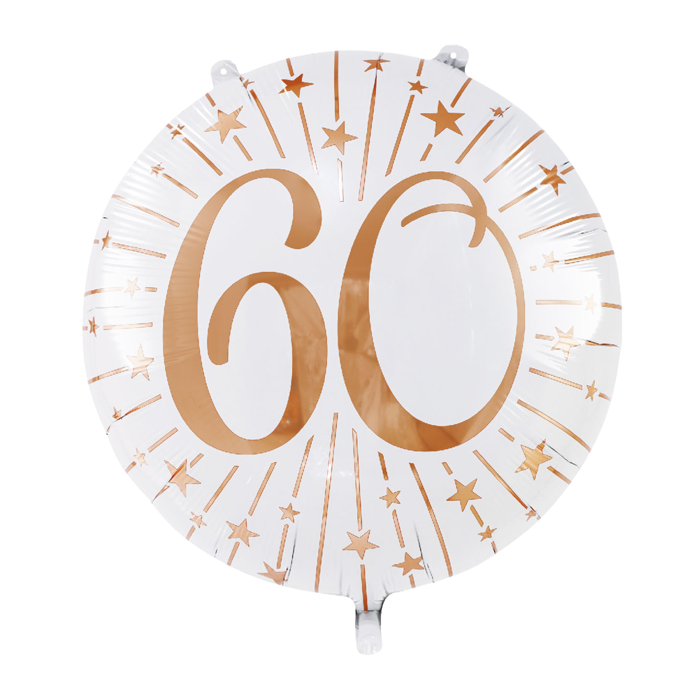 Folieballon 60 jaar wit roségoud 71 cm