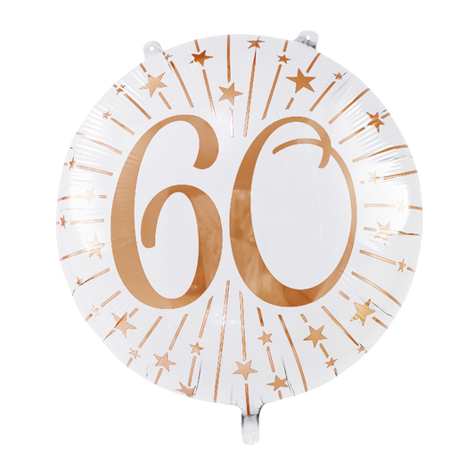 Folieballon 60 jaar wit roségoud 71 cm
