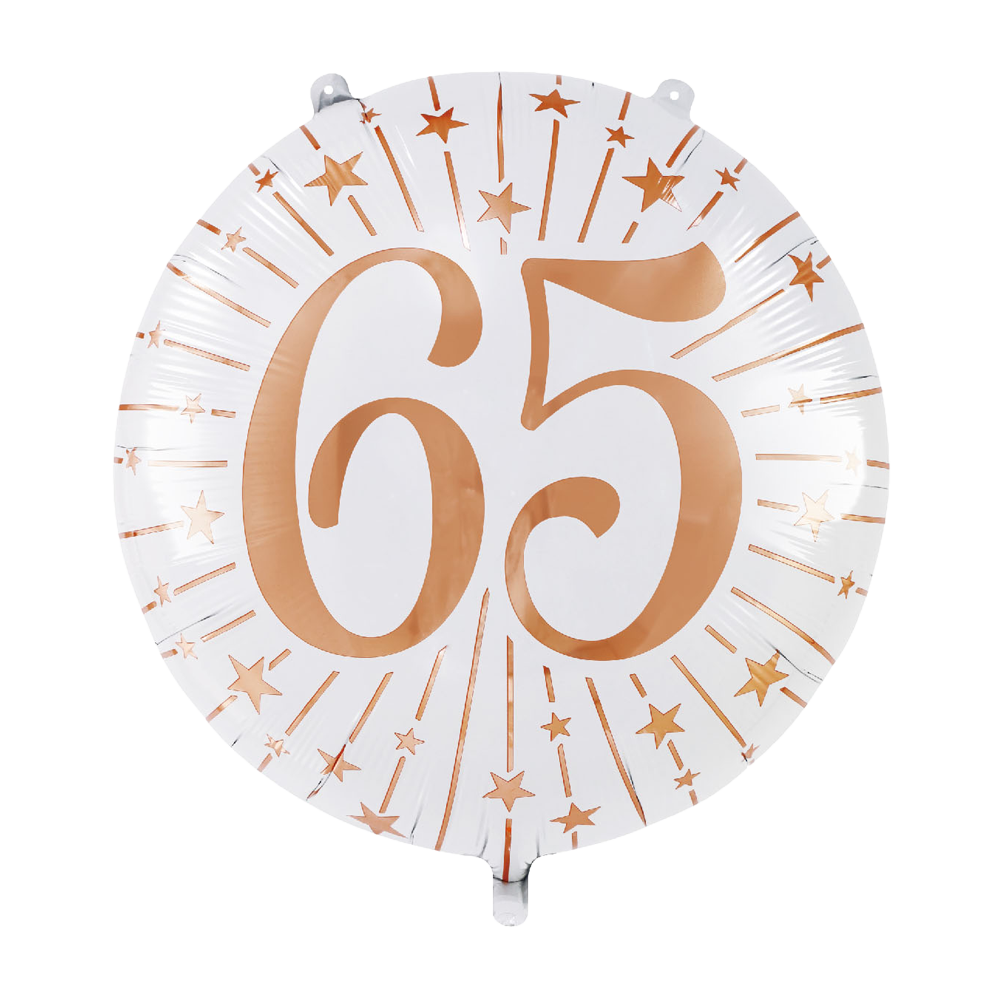 Folieballon 65 jaar wit roségoud 71 cm