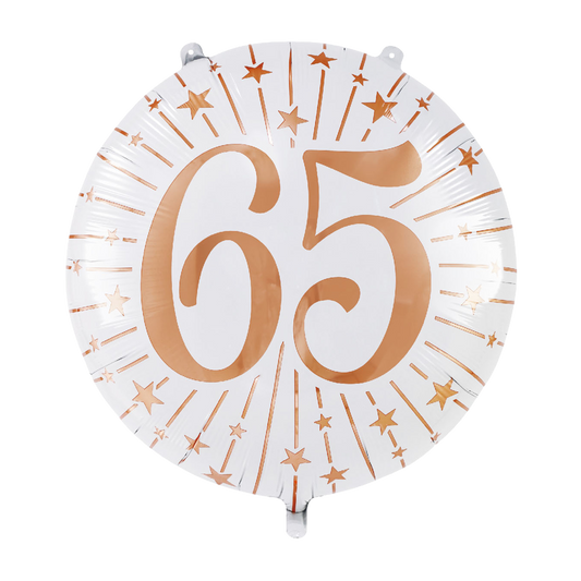 Folieballon 65 jaar wit roségoud 71 cm
