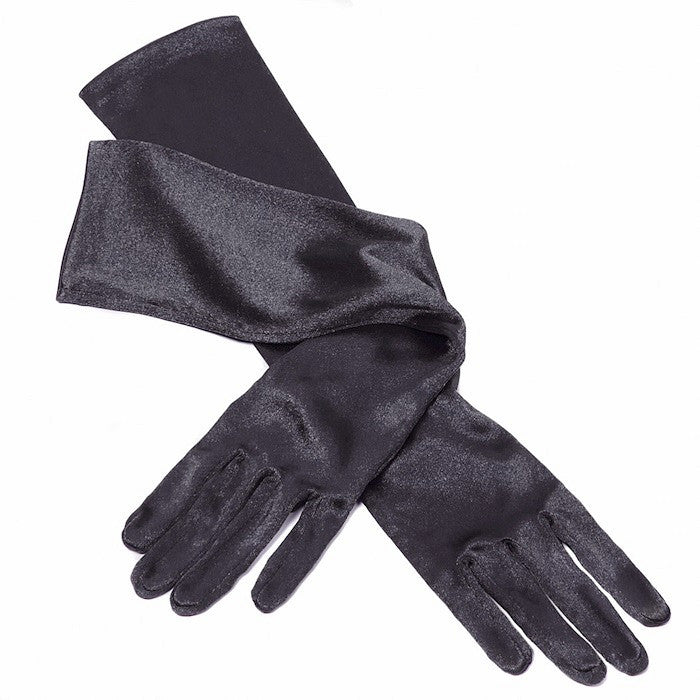 Gala handschoenen satijn 48 cm zwart