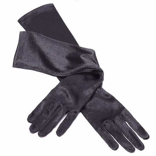 Gala handschoenen satijn 48 cm zwart