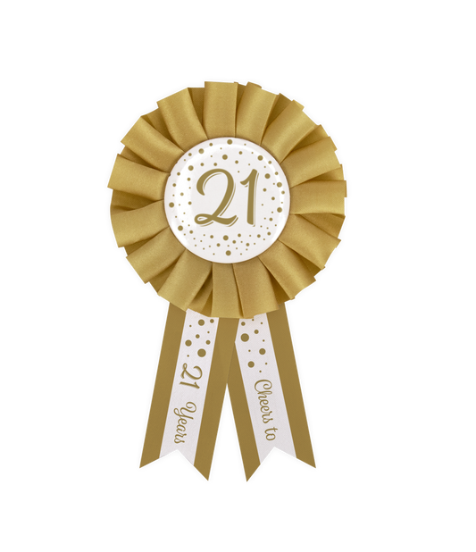 Rozet goud / wit - 21 jaar