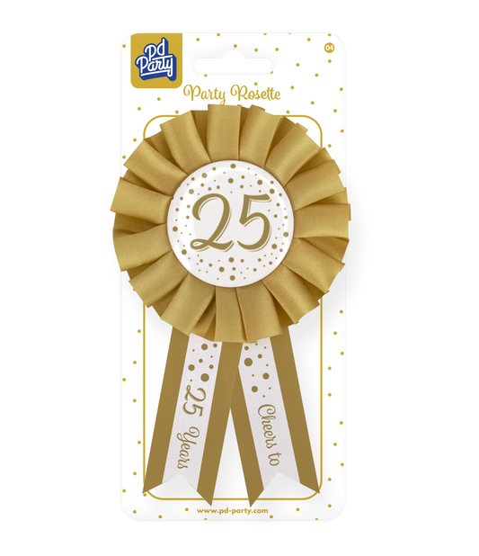 Rozet goud / wit - 25 jaar