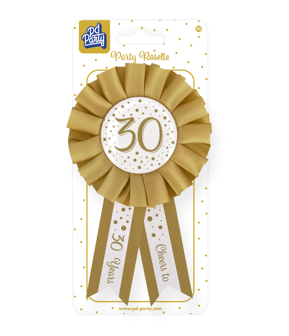 Rozet goud / wit - 30 jaar