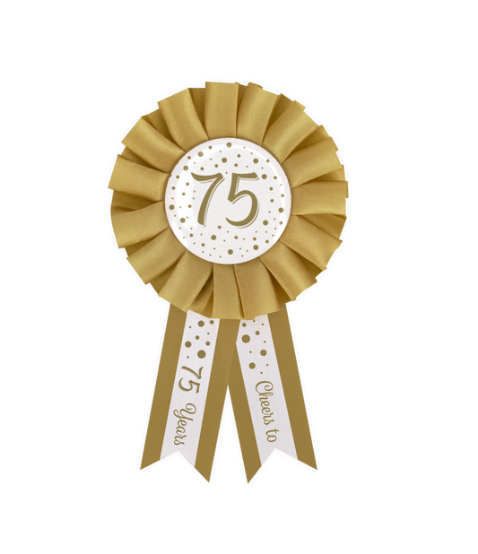 Rozet goud / wit - 75 jaar