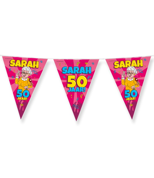 Vlaggenlijn Sarah 50 jaar cartoon 10 meter