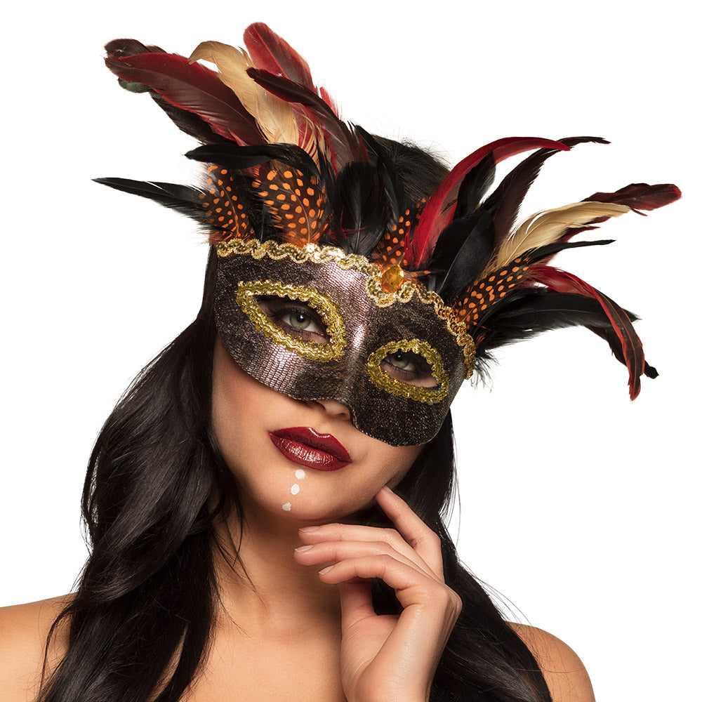 Oogmasker voodoo Marasa met veren