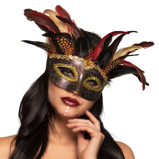 Oogmasker voodoo Marasa met veren