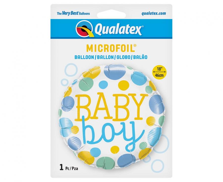 Folieballon Baby Boy Stippen 46 cm