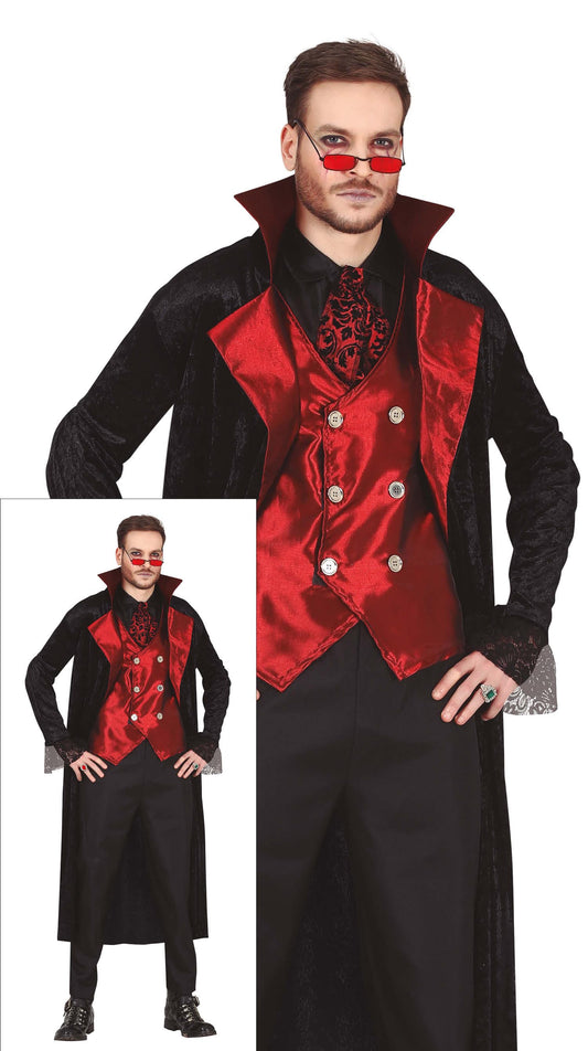 Kostuum vampier rood gilet heren
