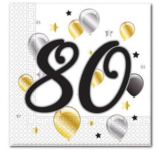 Papieren Servetten 80 Jaar – 33x33 cm (20 stuks)