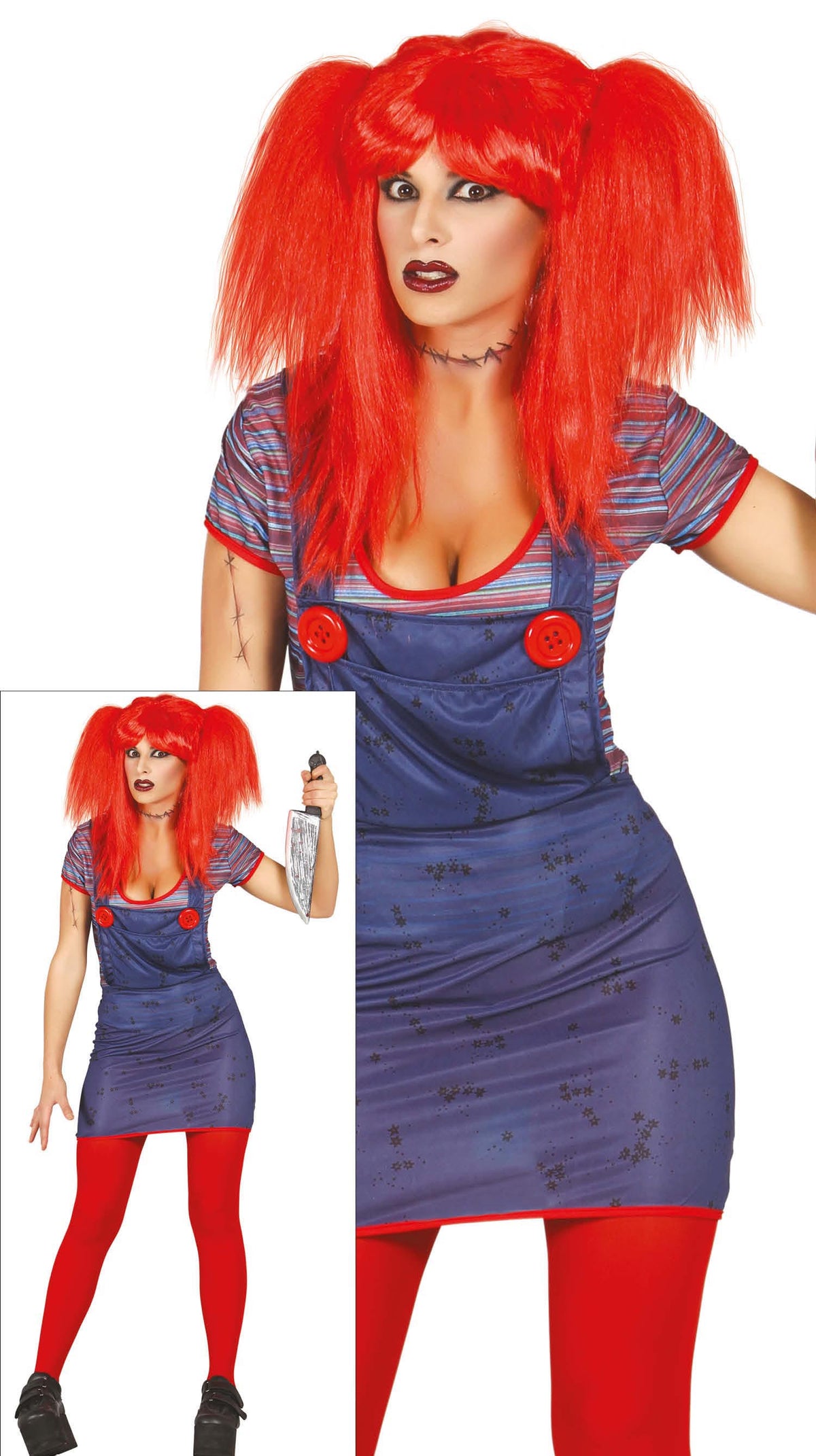 Kostuum lappenpop Chucky dames