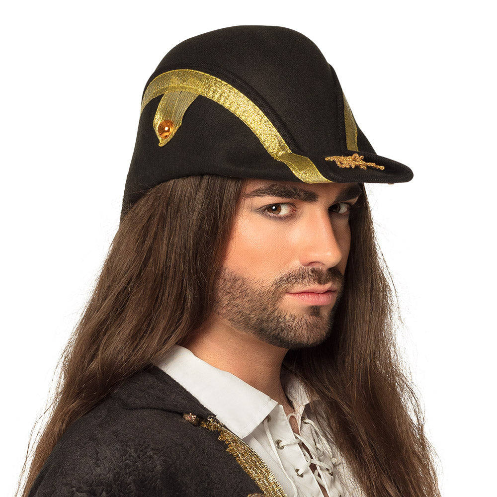 Admiraalshoed bicorne zwart met goud