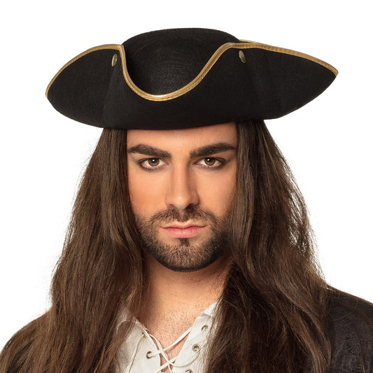 Piratenhoed Admiraal Henry zwart met goud