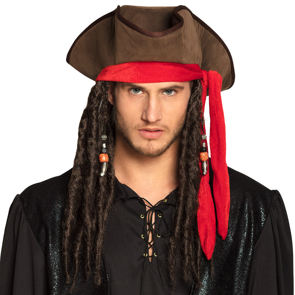 Piratenhoed Dirty Jack met haar bruin