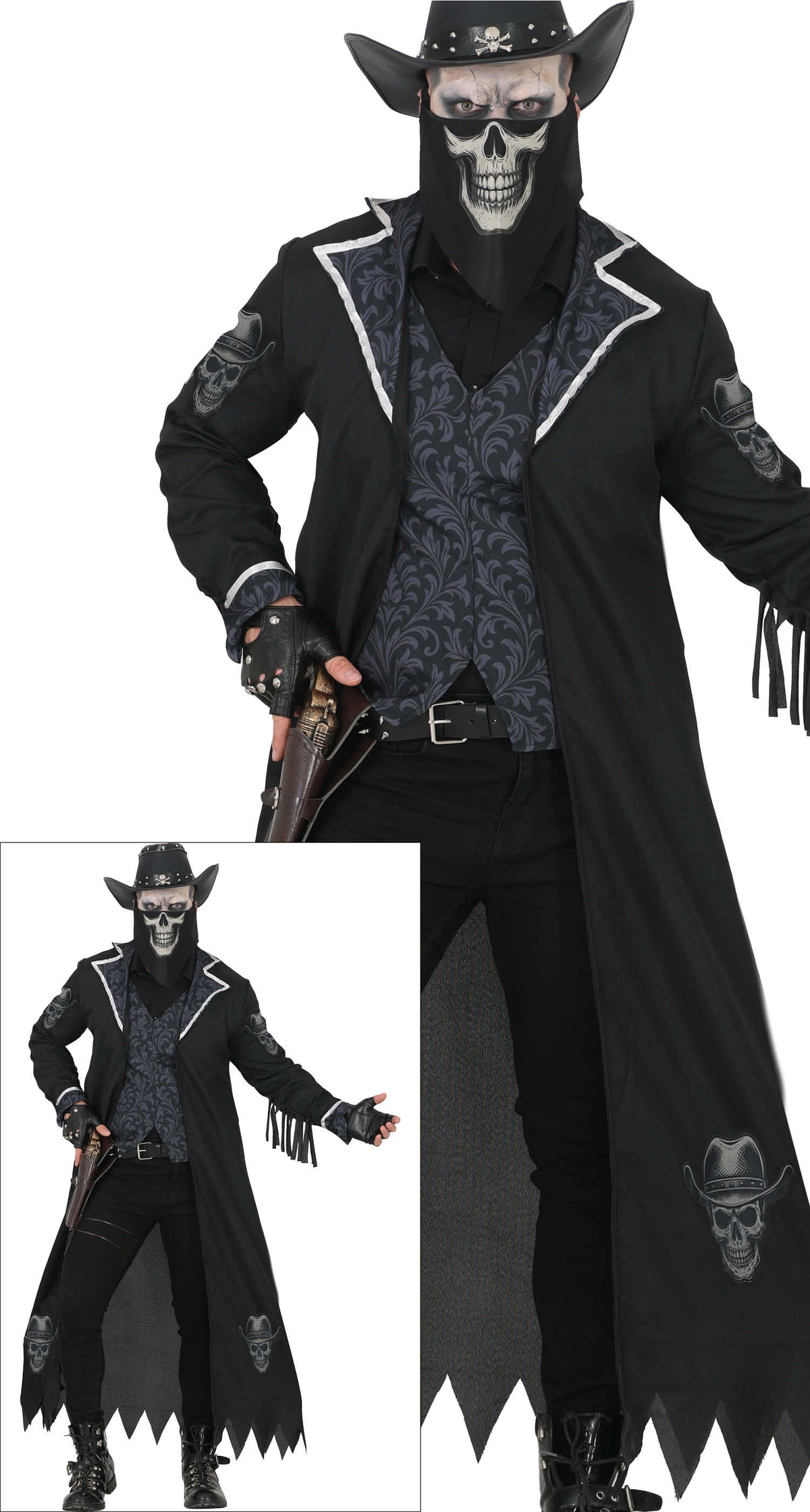 Kostuum skelet cowboy heren