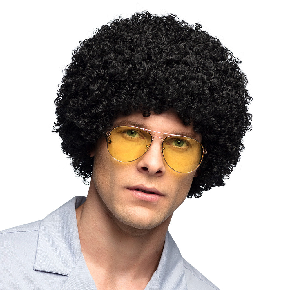Pruik afro zwart kleine krullen