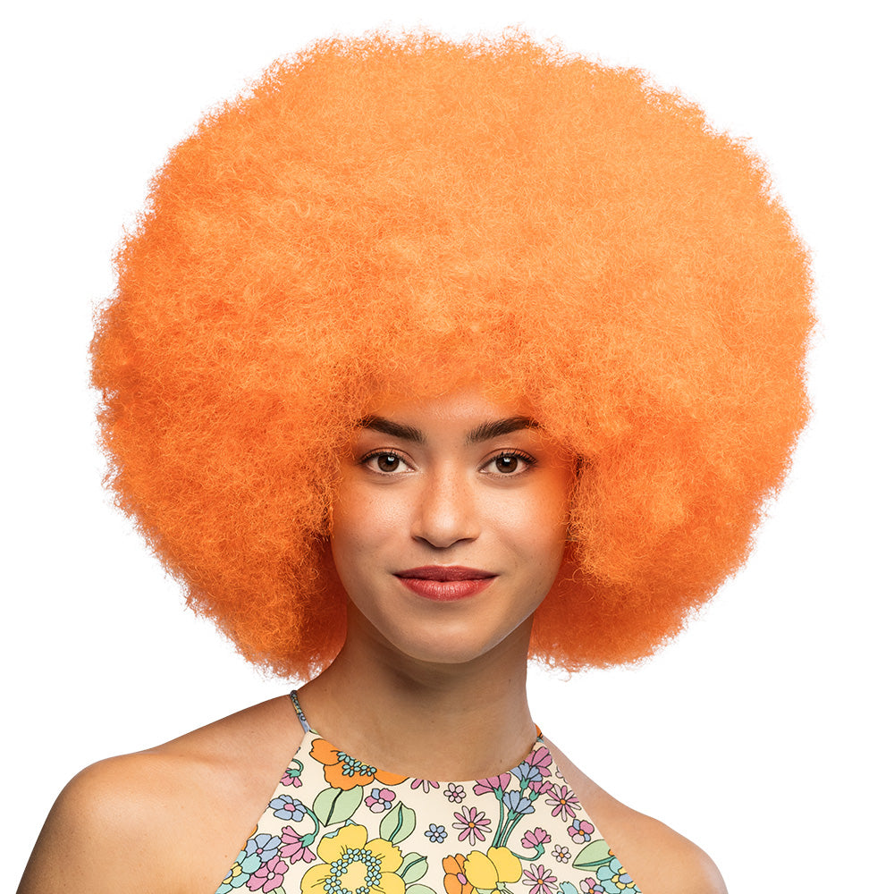 Pruik XL afro neonoranje - foto 2