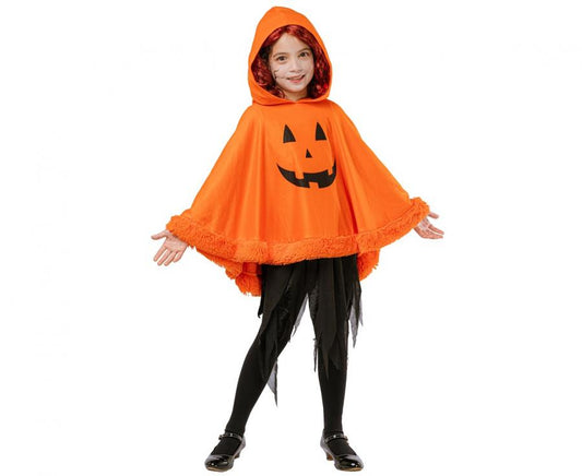 Pompoenponcho kinderen met capuchon