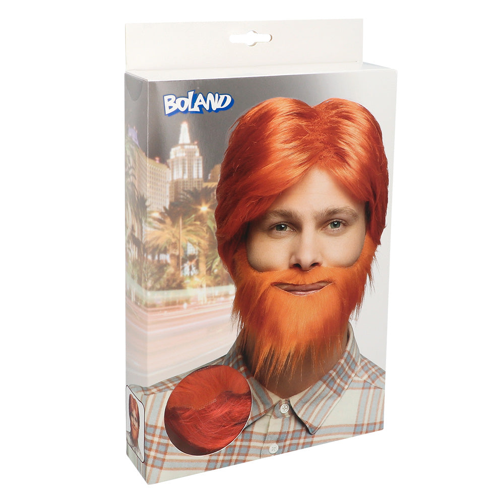 Pruik met baard oranje - foto 4
