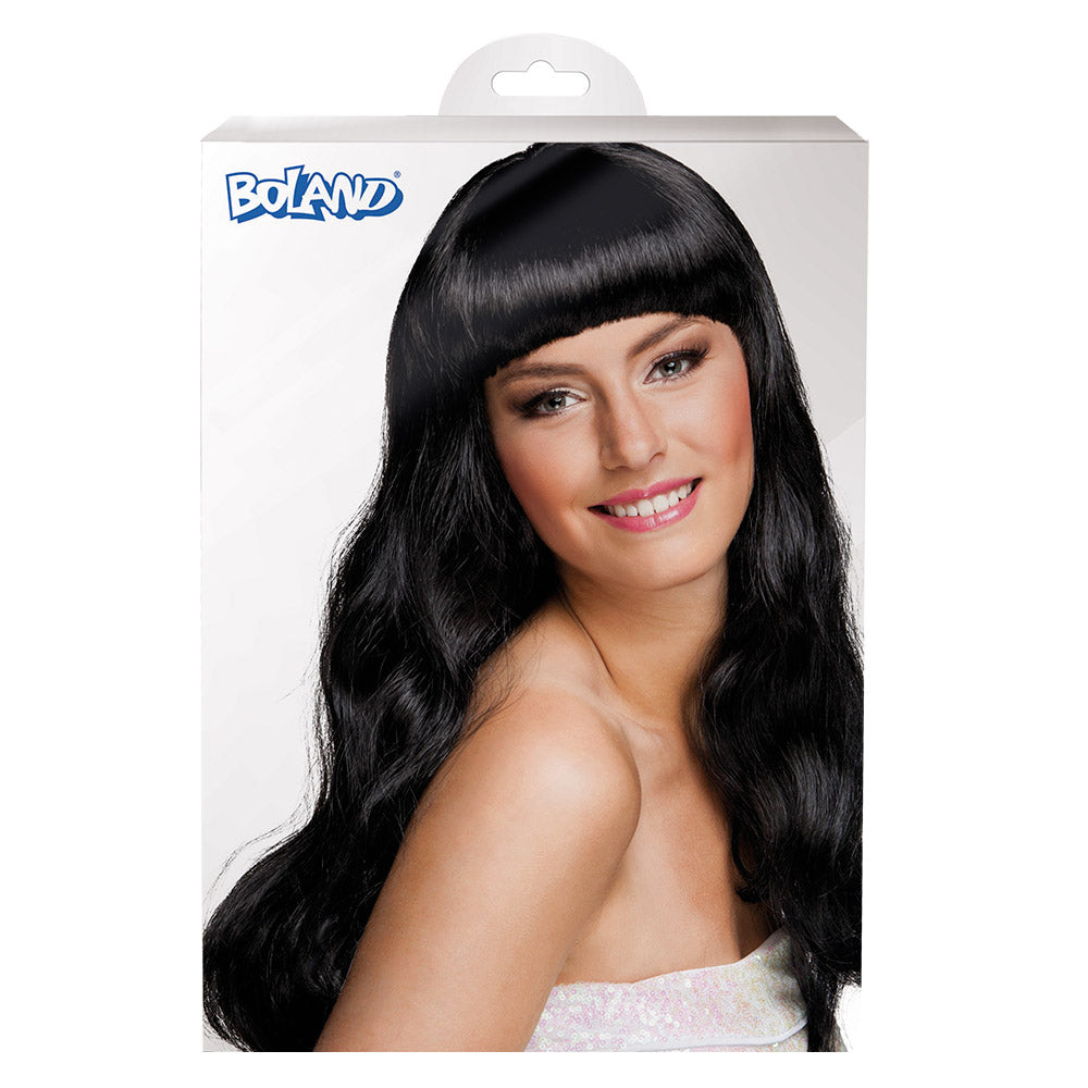 Pruik lang met pony zwart - foto 4