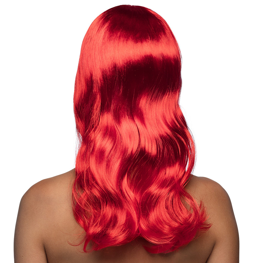 Pruik lang met pony rood - foto 3
