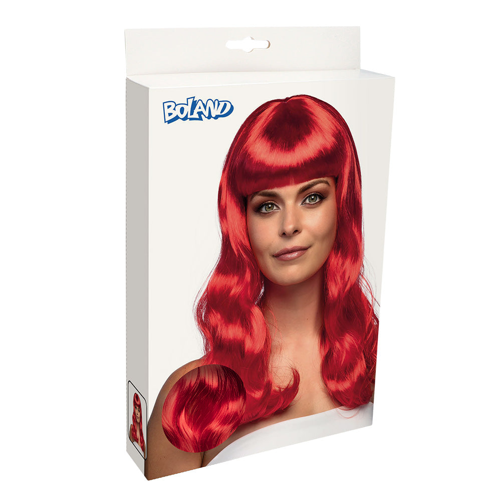 Pruik lang met pony rood - foto 4