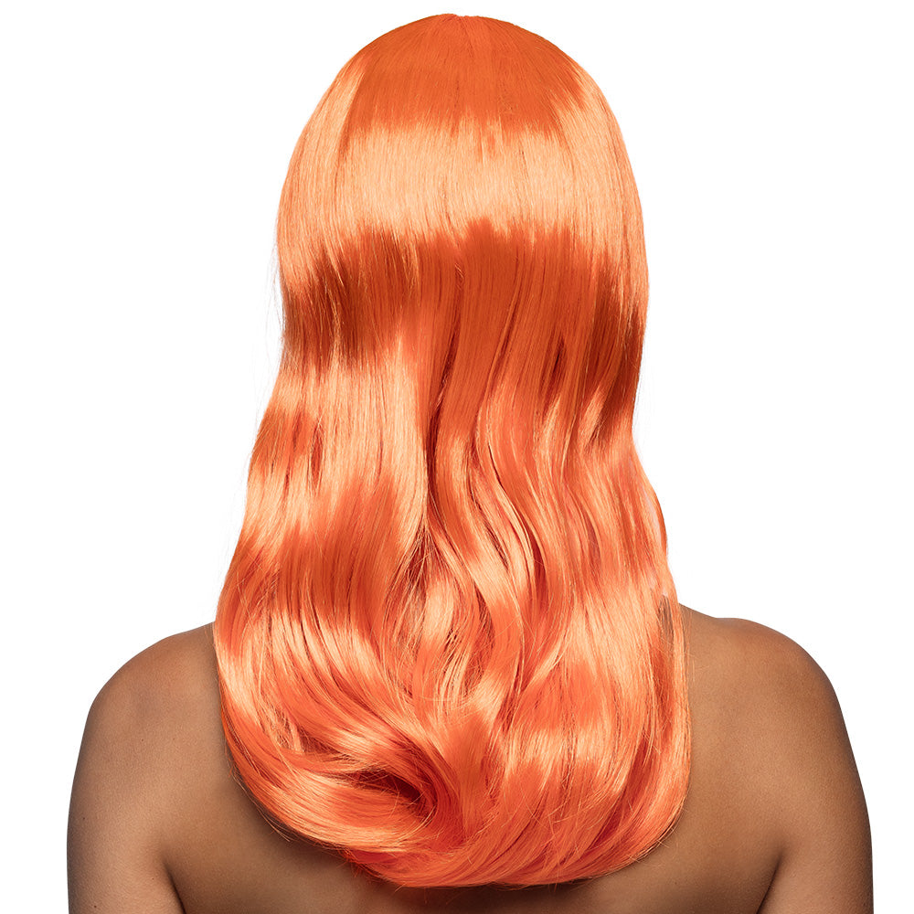 Pruik lang met pony neonoranje - foto 3