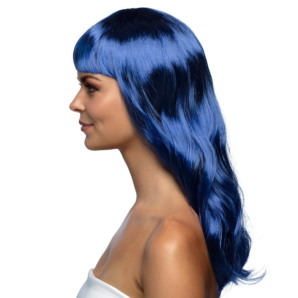 Pruik lang met pony blauw - foto 2