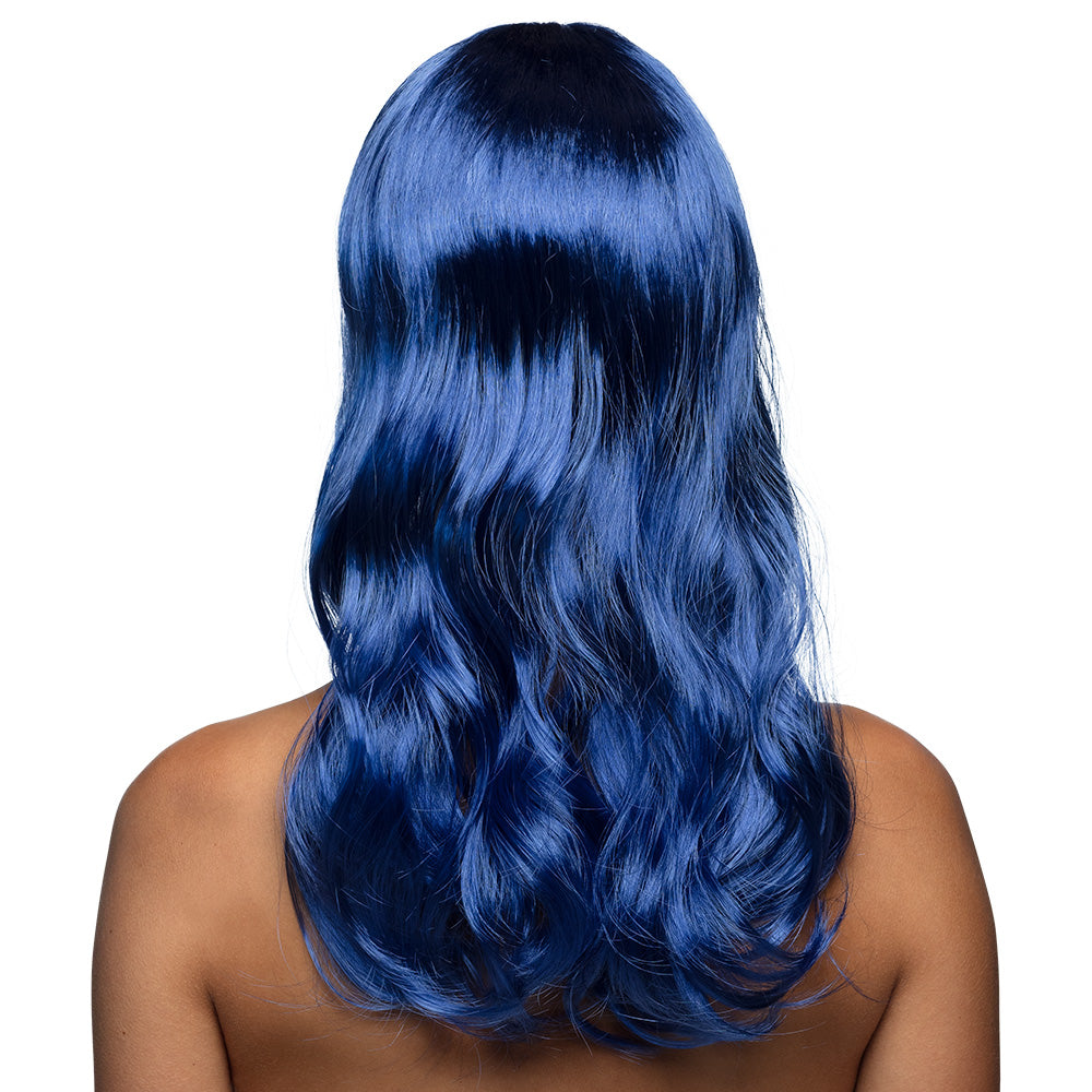 Pruik lang met pony blauw - foto 3