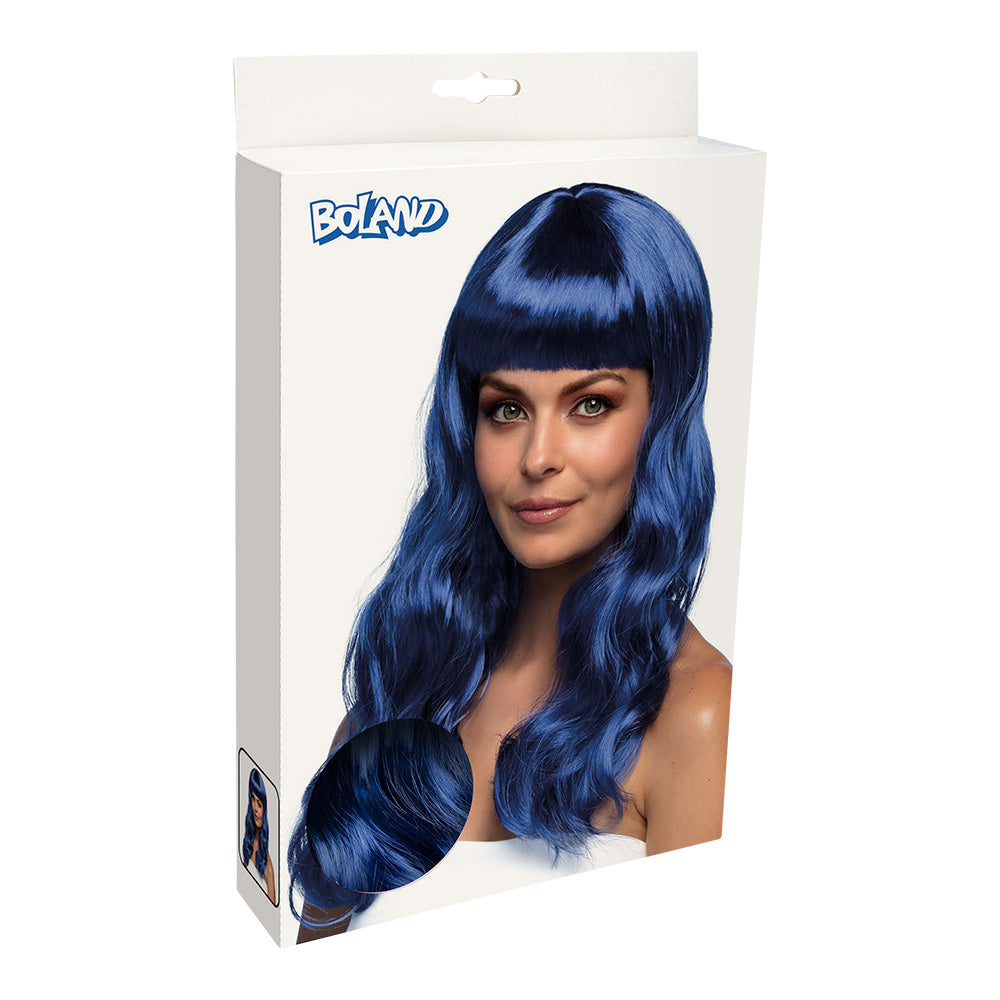 Pruik lang met pony blauw - foto 4