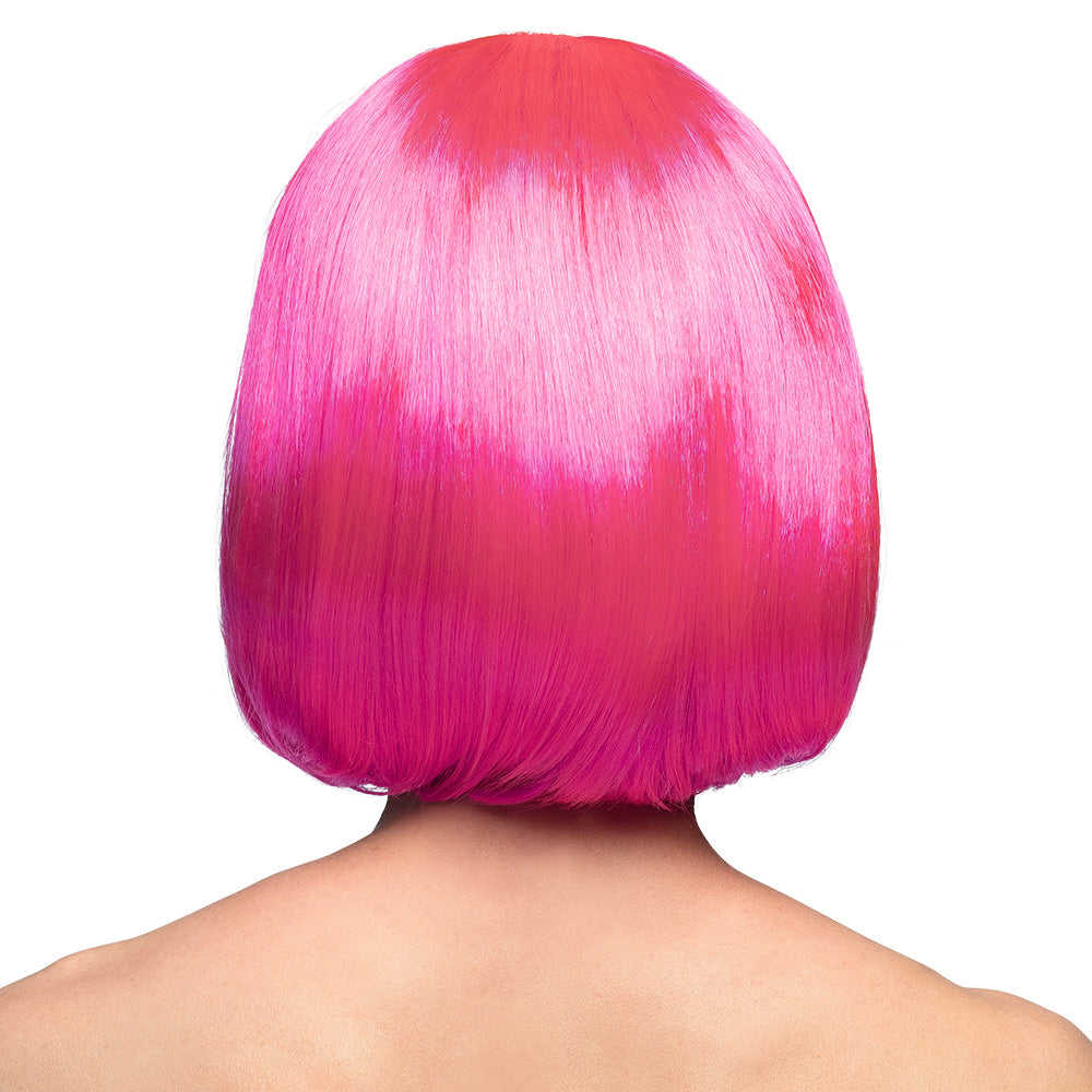 Pruik bob met pony neonroze - foto 3