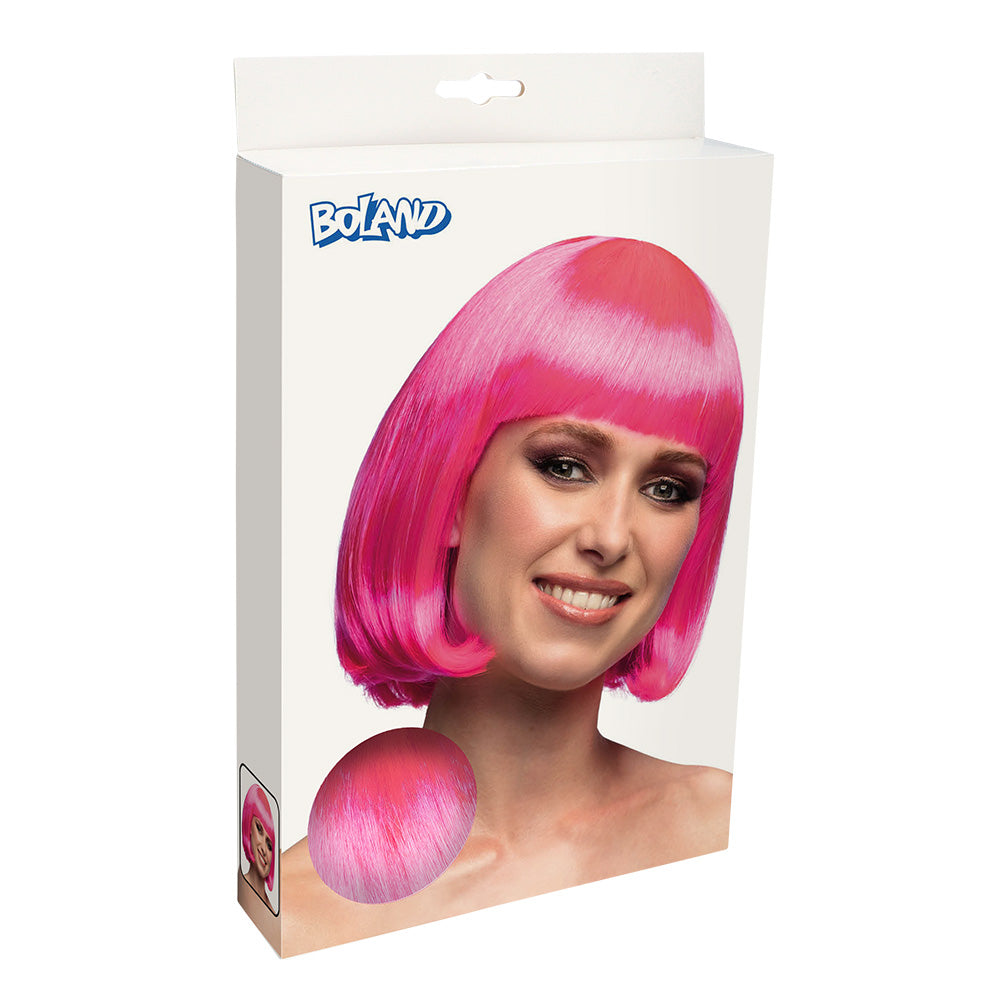 Pruik bob met pony neonroze - foto 4