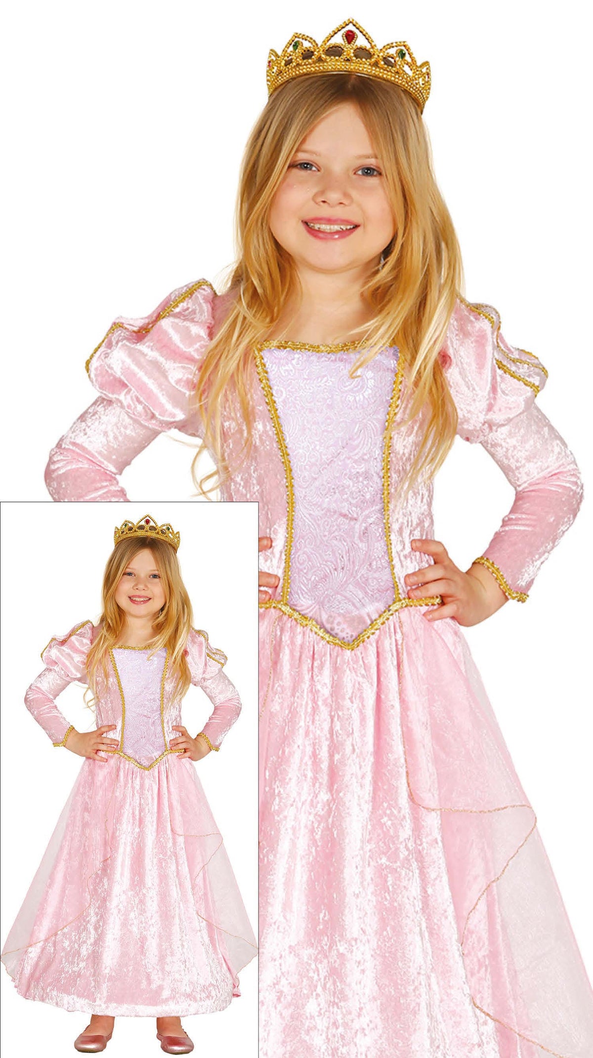 Kinderkostuum prinses roze fluweel