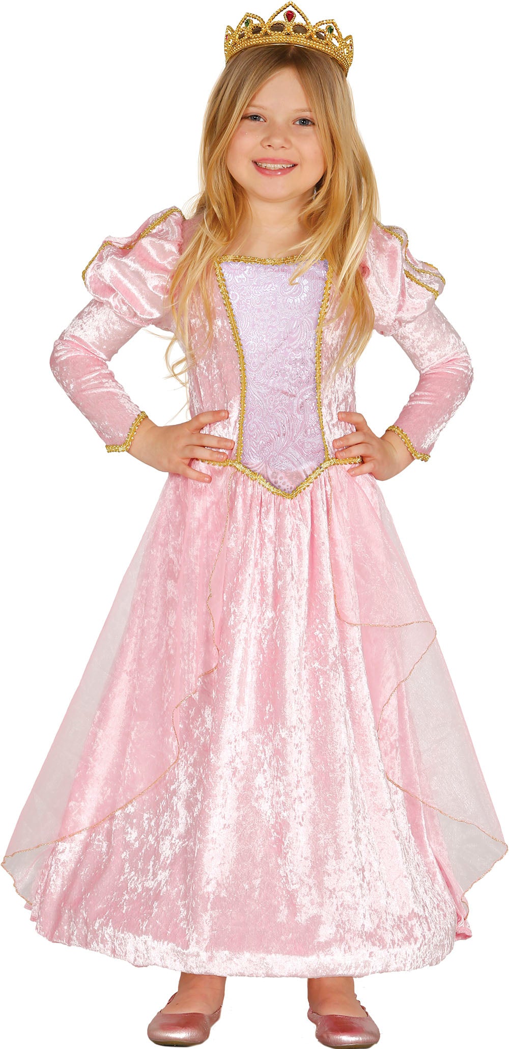 Kinderkostuum prinses roze fluweel - foto 2