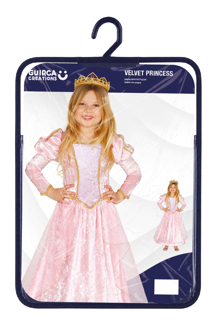 Kinderkostuum prinses roze fluweel - foto 3