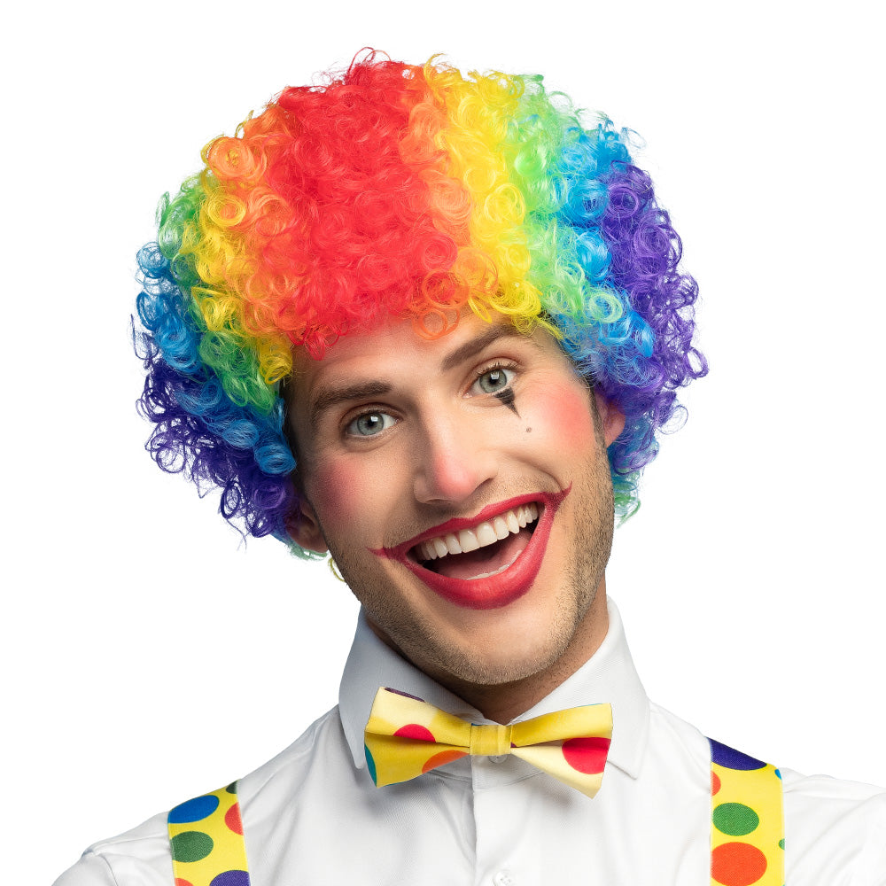Pruik clown krullen regenboog - foto 2